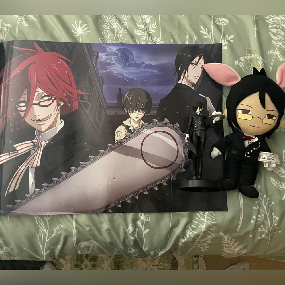 Black butler poster, figure, and plush